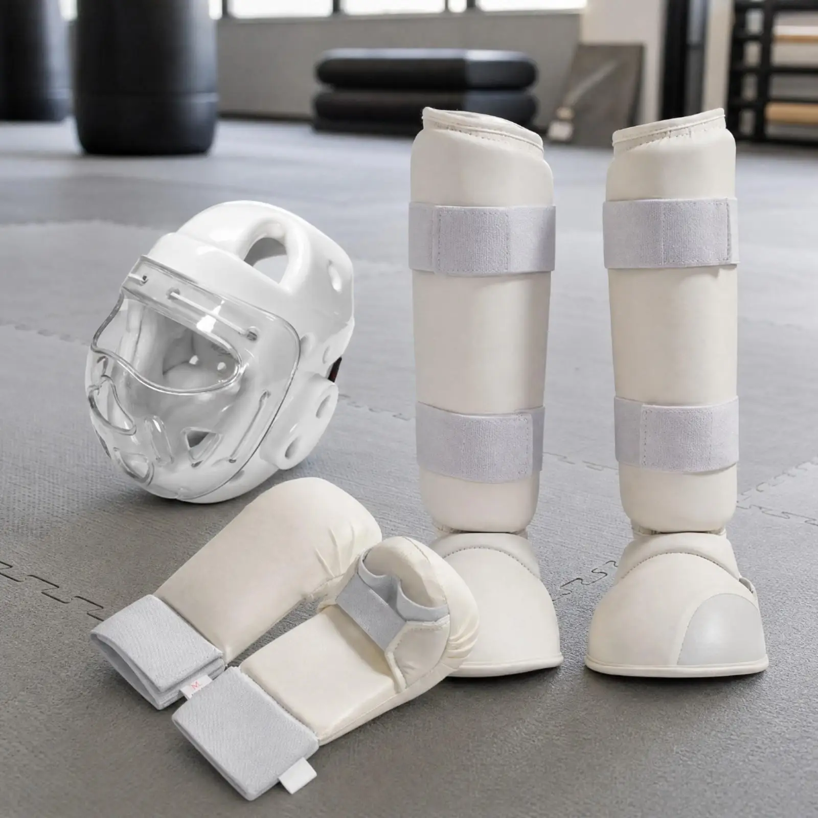 Karate Sparring Head Guard with Face Shield Ear Protection Vent Holes for Dojo Training Gear