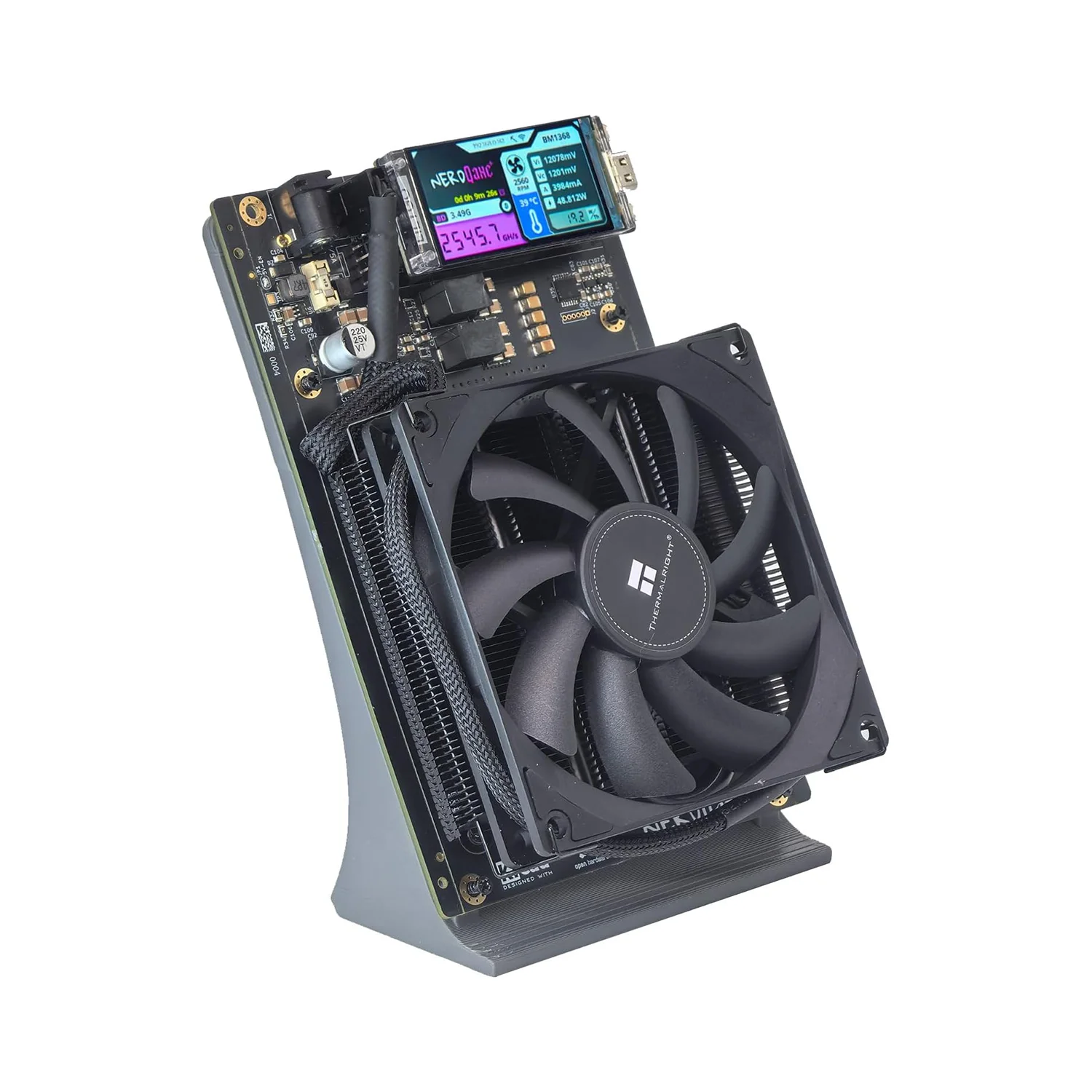 Nerdqaxe++ Bitcoin Miner 4.8TH/s |   4X BM1370 رقاقة (Antminer S21 Pro Tech) |   75 واط فائقة الكفاءة |   شاشة Wi-Fi وشاشة LCD |   فأسوس |