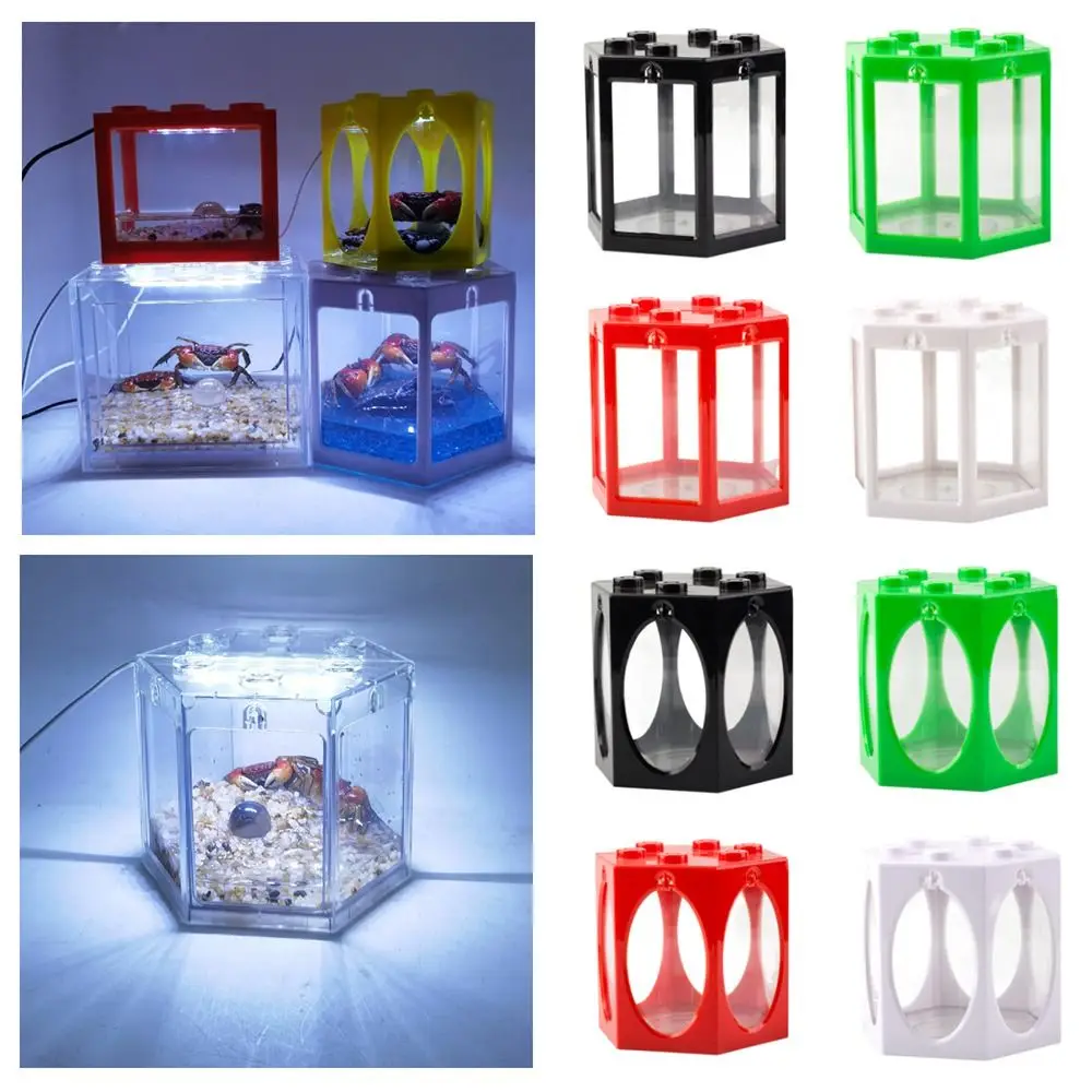 Multicolor Betta Fish Tank Plastic Rectangle/Oval Window Breeding Box Micro-Landscape Hexagonal Building Block Aquarium