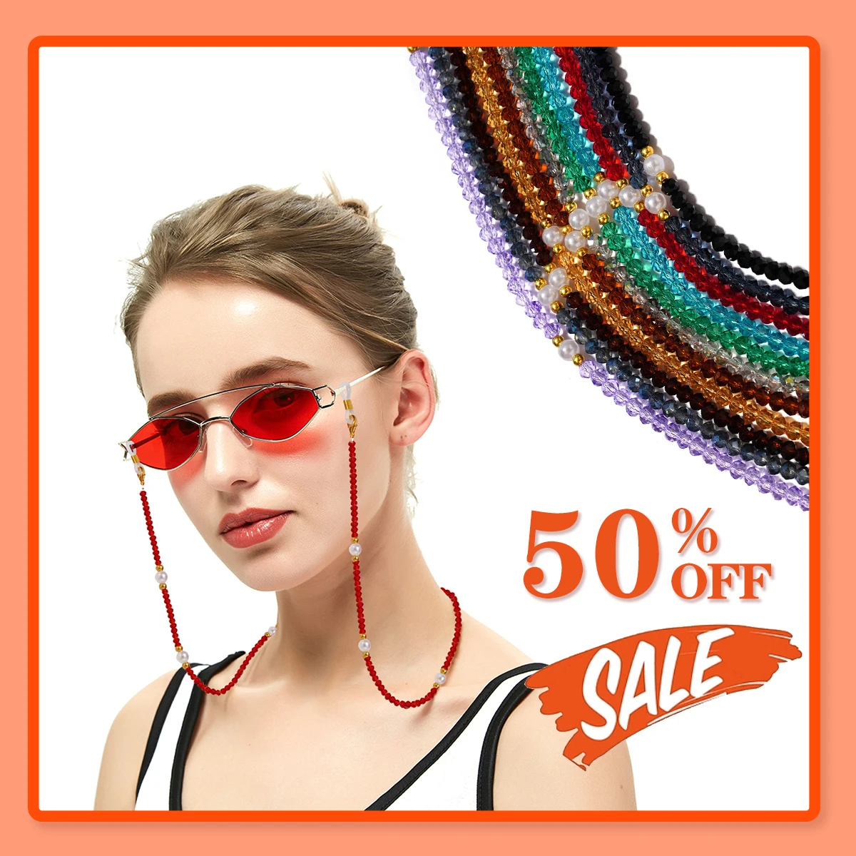 

New Fashion Crystal Mask Chain Peal glasses Lanyard Anti-lost Earphone Chain Sunglasses Rope Chain Mask Hanging Glasses Chains