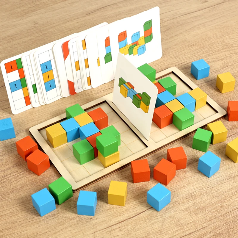 Wooden Two-Player Battle Building Blocks Concentration And Logic Training Interactive Board Game Puzzle Space Three-Dimensional
