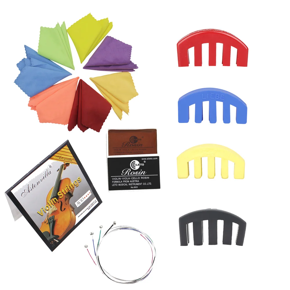 

Violin Accessories Set Economical Violin Parts with Violin Strings/Mute/Rosin/Cleaning Cloth High Quality Music Instrument Tools