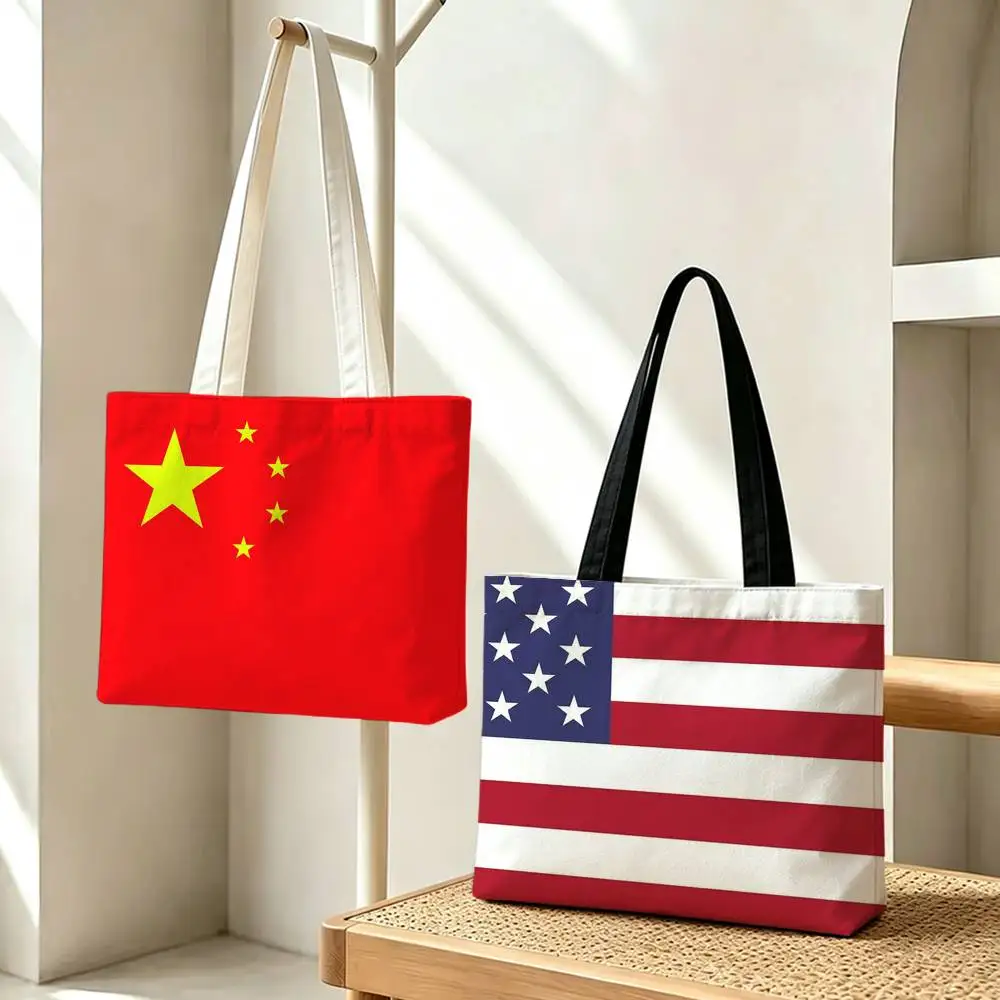 Global World Countries Flags Collection Storage Bags Double-Sided Print Large Tote Bag Durable Beach Picnic Foldable Gift Eco