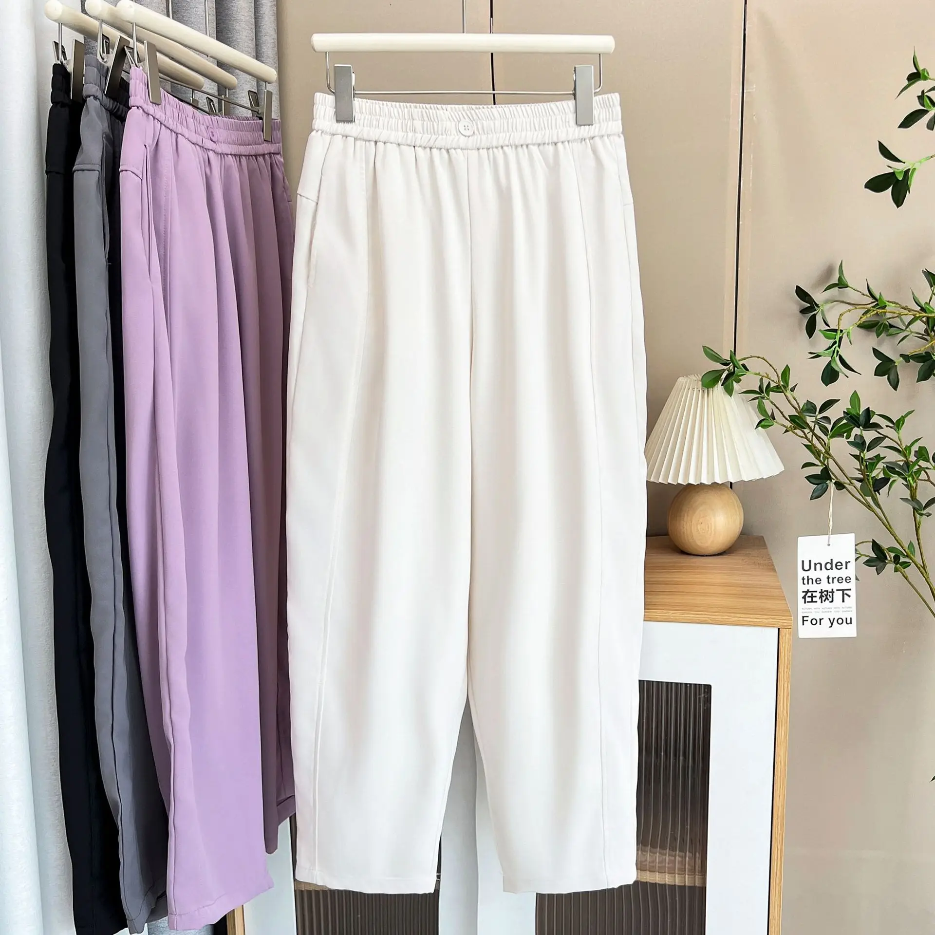 

Женские шаровары больших размеров, новинка лета, 100 кг, тонкие повседневные брюки с эластичной резинкой на талии и щиколоткой, 185