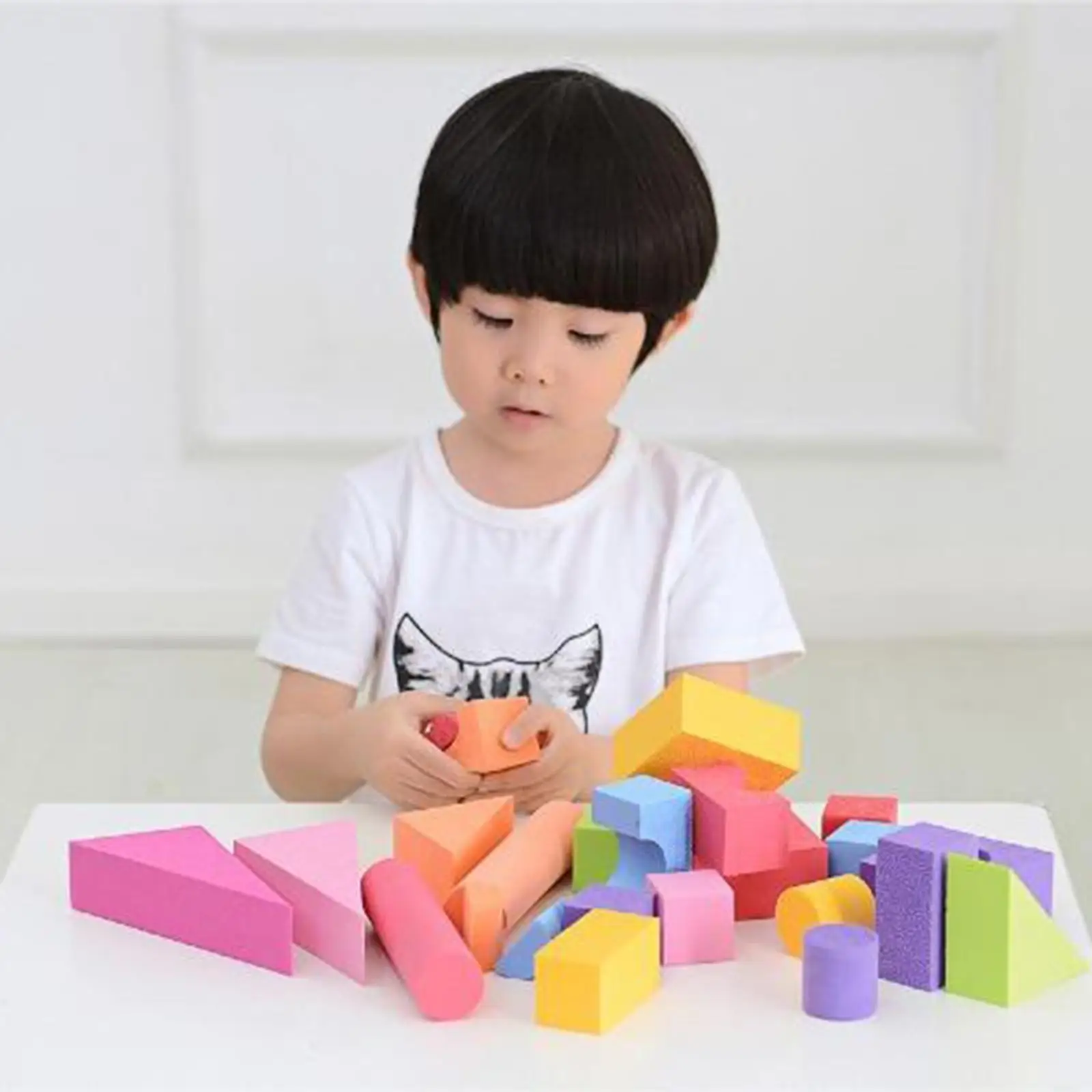 

25pcs EVA Foam Building Blocks 3.5cm Thickness Stacking Blocks Toys Set for Kids Early Edcucation
