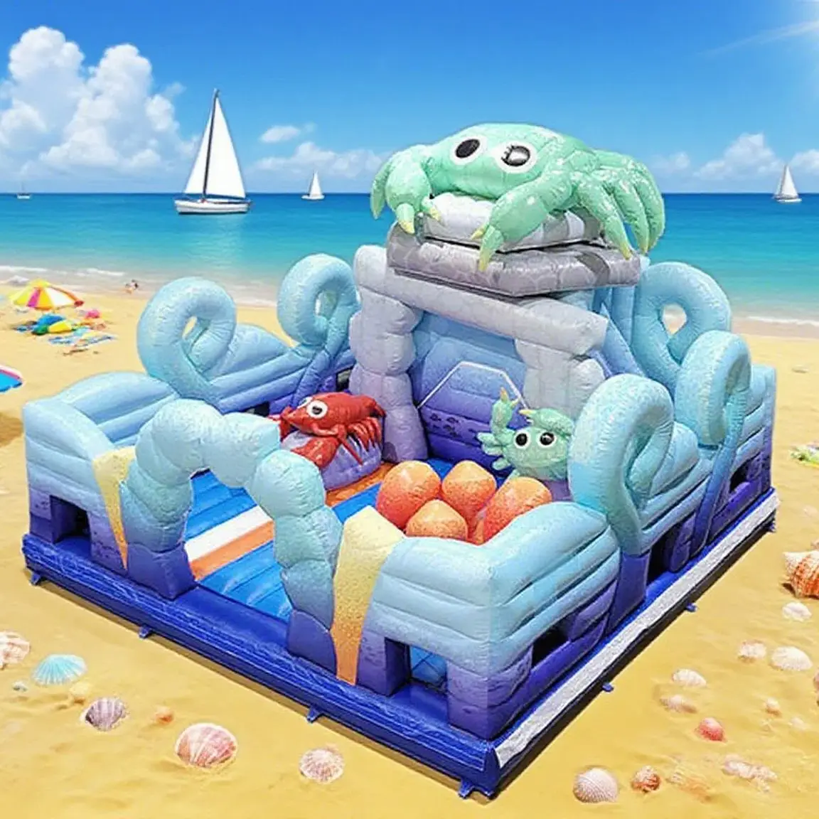 

inflatable Ocean Park Bouncer Playground for summer Kids PVC Outdoor Jumping Bouncy Castle Bouncer For Birthday Party