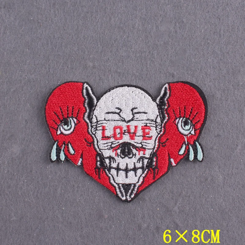 Embroidered Patch Gothic Clothing Thermoadhesive Patches On Clothes DIY Skull Patches For Clothes Stripes Badges On Backpack