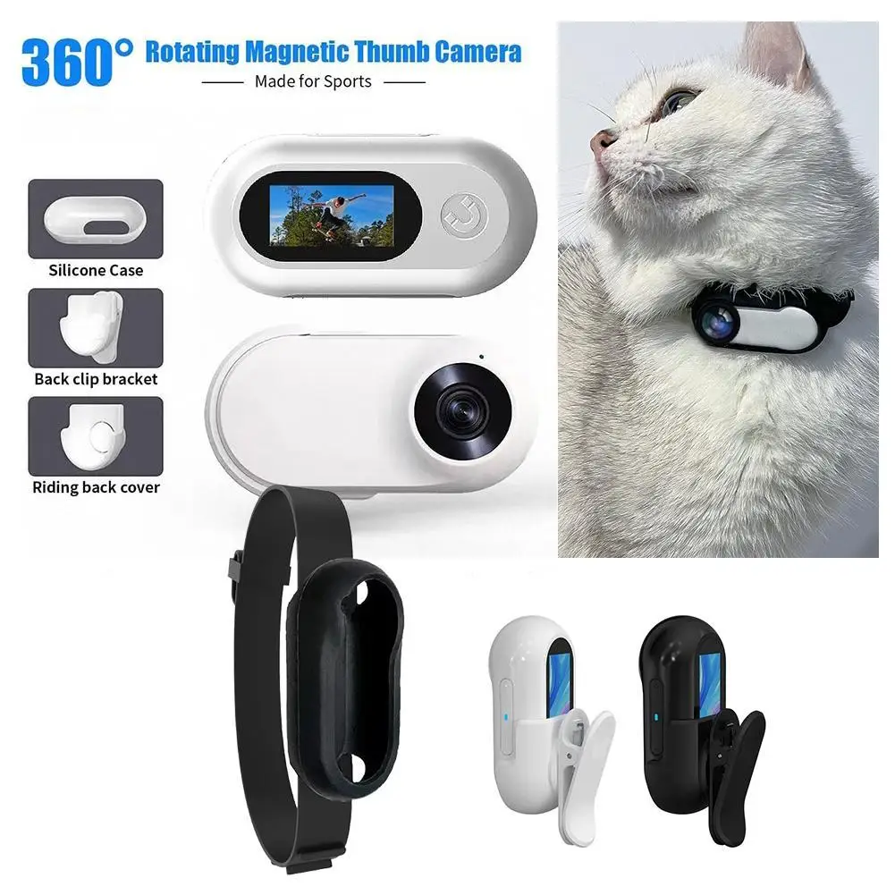 Cat Collar Camera For Pet Cameras Monitors With 170 Wide Angle Lens Mini Portable Stable Sport Action Body Camera With Video