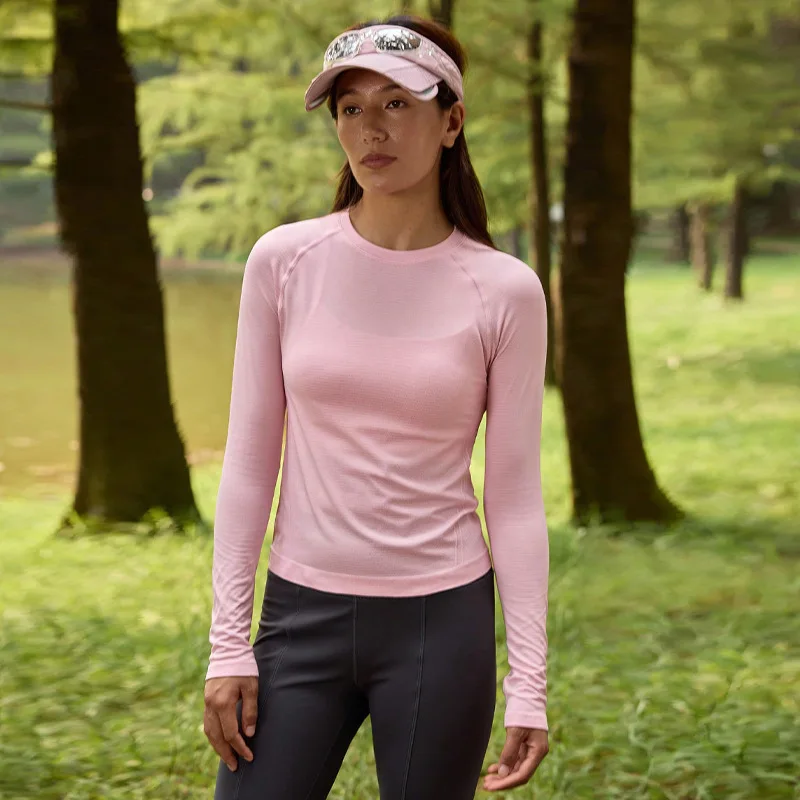 Spring Fall Short O-Neck Pullover Tees Women Korean Gym Yoga Clothing for Woman Casual Quick Dry Sports Long Sleeve T-Shirts