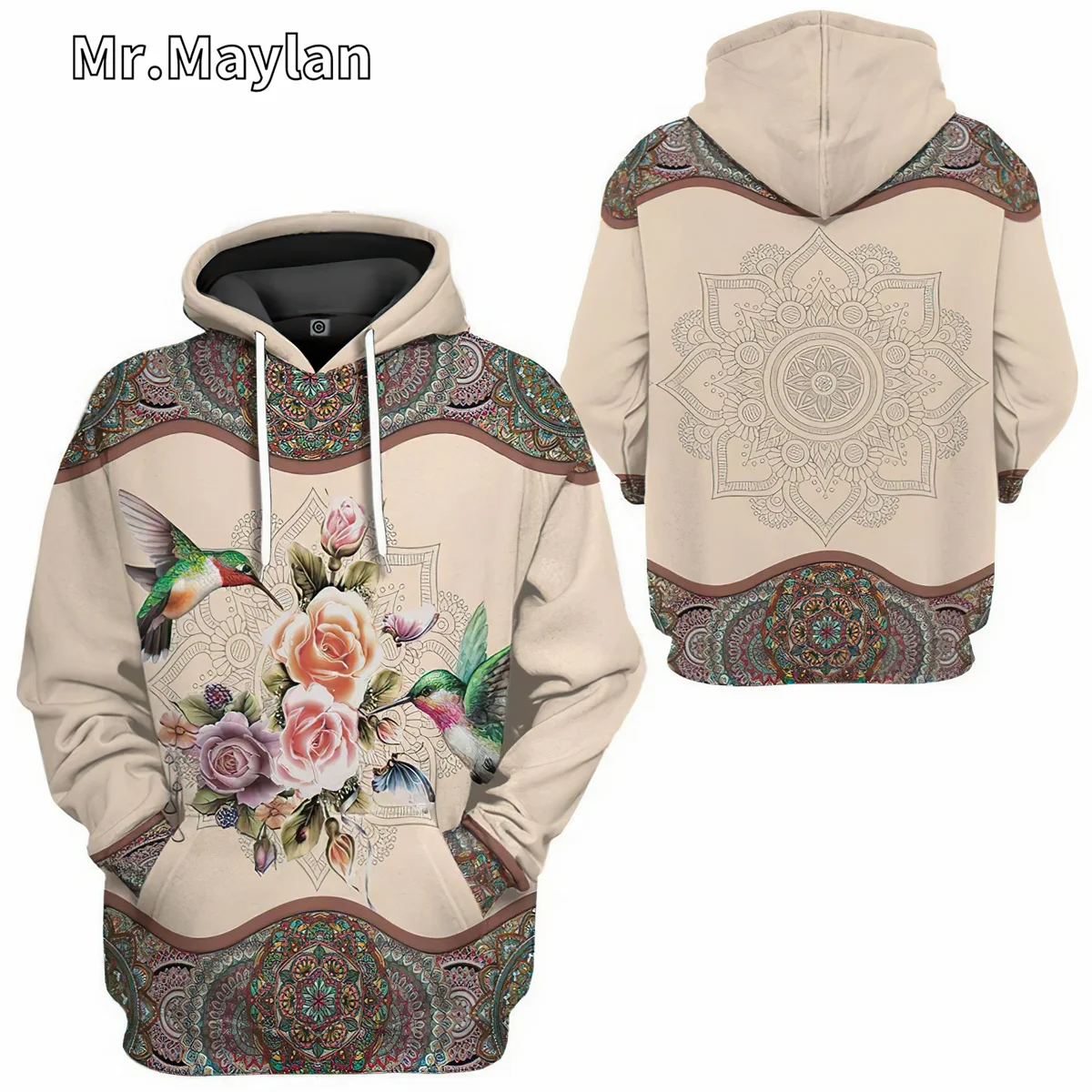 Hummingbird Mandala 3D Full Printed Vintage Hoodie Women Men Sweatshirt Streetwear Zip Pullover Casual Jacket Tracksuits