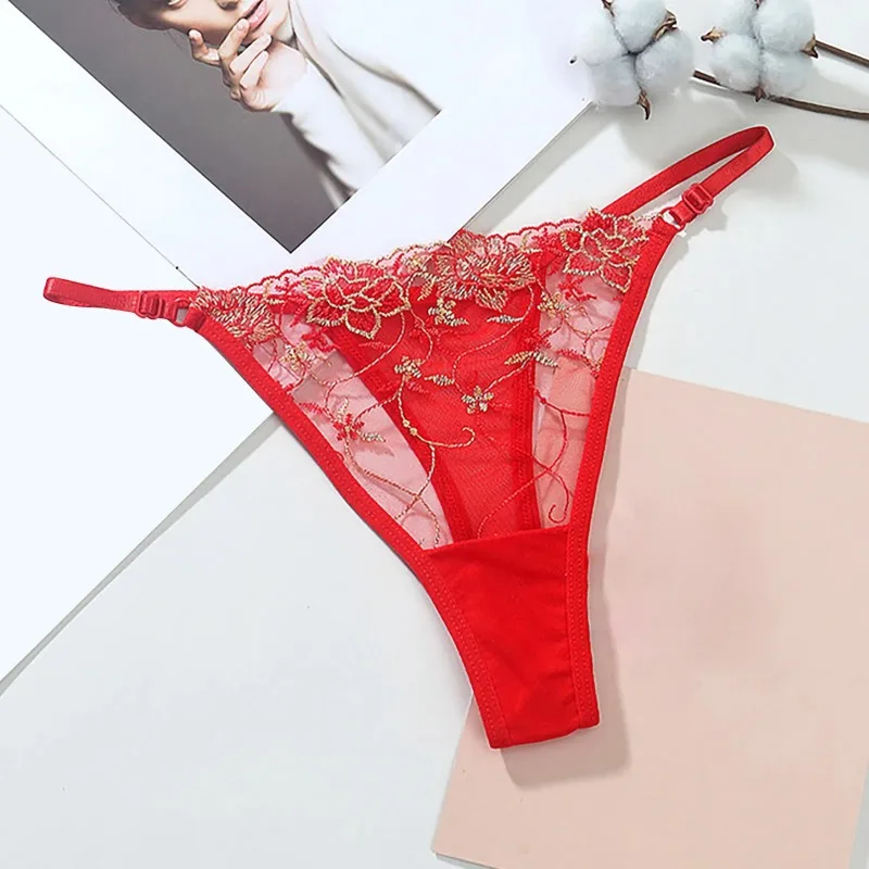 2024 New Womens Sexy T-Back Thongs G-Strings Mesh Sheer Panties T Pants Lingerie Low Waist See-Through Underpants Lenceria