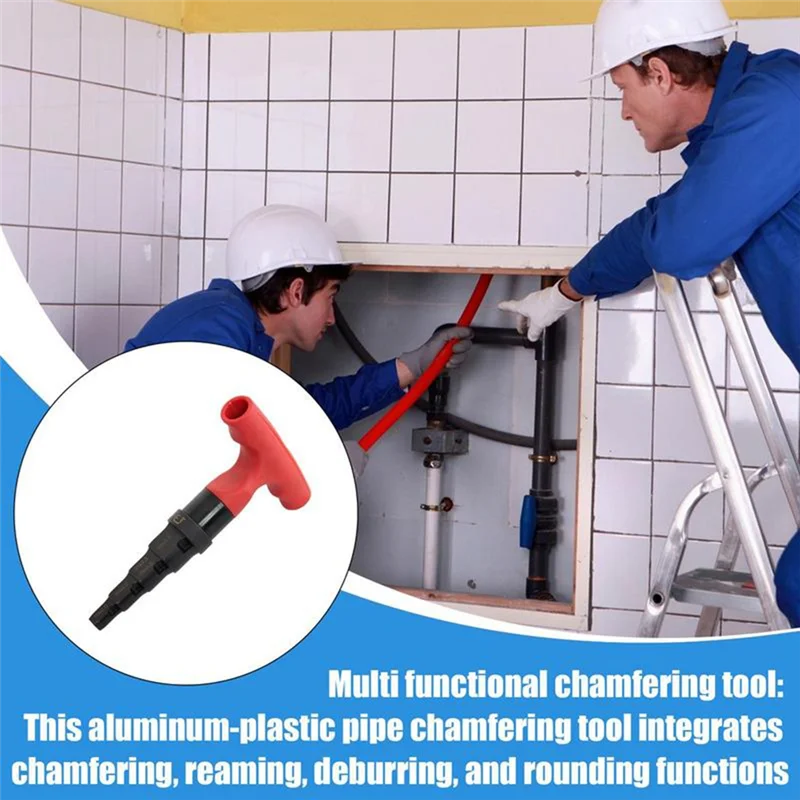 ABGE-Strumento per sbavatura tubi di calibrazione multistrato Alesatore per smussatura interna Girevole a cricchetto 4 in 1 per 0,6-1,25 pollici