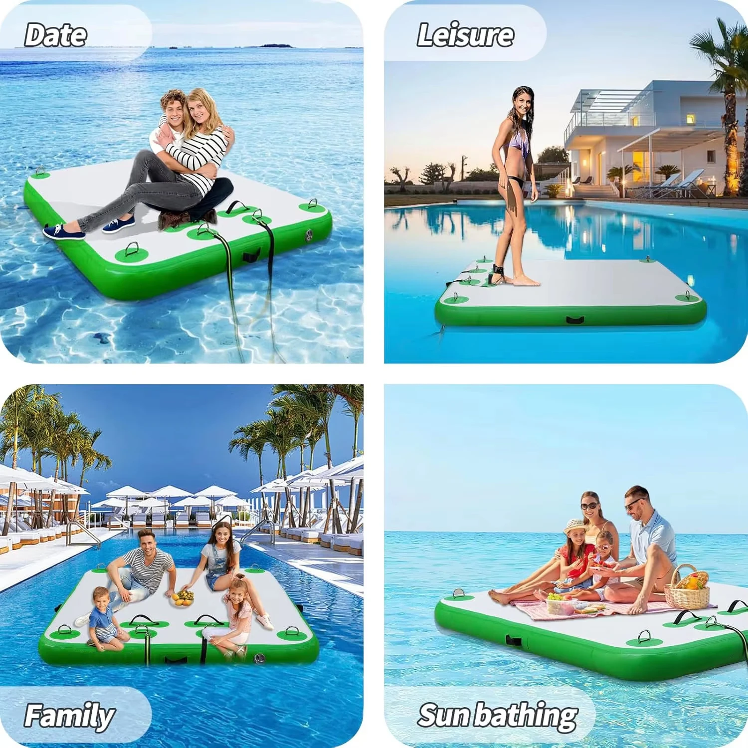 Große aufblasbare schwimmende Plattform, aufblasbares Floß-Wassermatte für mehrere Personen, schwimmende Inselmatte für See, Pool, Strand, Ozean – Detail 1
