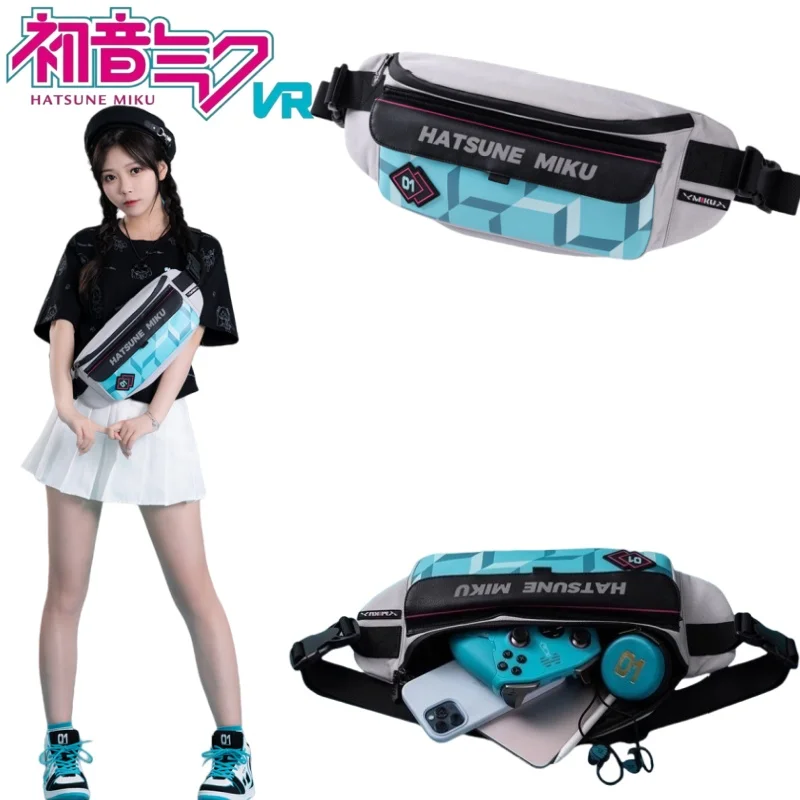 

New Hatsune Miku Magnetic Crossbody Bag Cartoon Hatsune Miku Shoulder Bag Support Goods Commuting Large Travel Storage