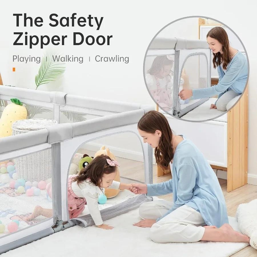 Box pieghevole 71x71 per neonati e bambini piccoli con porta con cerniera e cancello di sicurezza Grande cortile da gioco interno per Pl sicuro e portatile