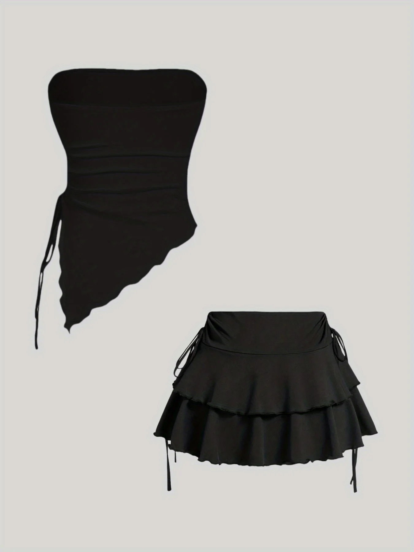 

Женская универсальная короткая юбка + сексуальный комплект без бретелек и укороченный женский жилет