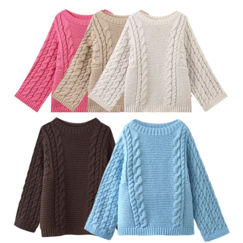 

Пятицветный плетеный пуловер с длинными рукавами, вязаный топ, женская мода, осенняя схема ярких цветов, модный свободный пуловер