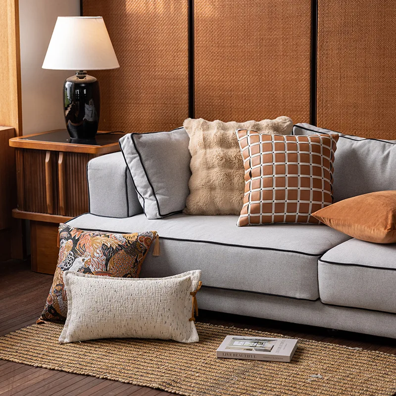 

45X45 см наволочка с кисточками и вышивкой, плюшевая подушка премиум-класса с тиснением на талии, декор для дома, декоративная наволочка