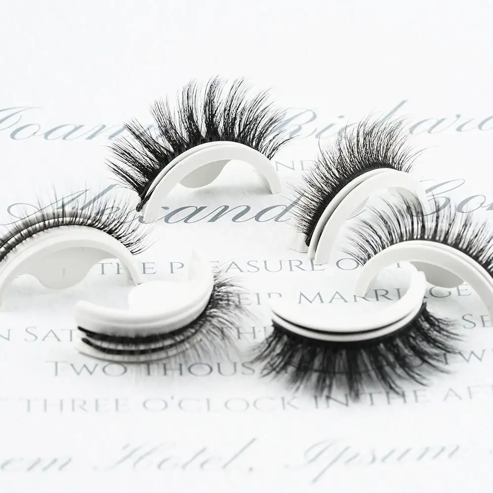 1pair Self Adhesive Eyelashes Glue Free Full Strip Eyelash Thick Natural False Lashes Easy To Wear Lashes Extension False Lashes
