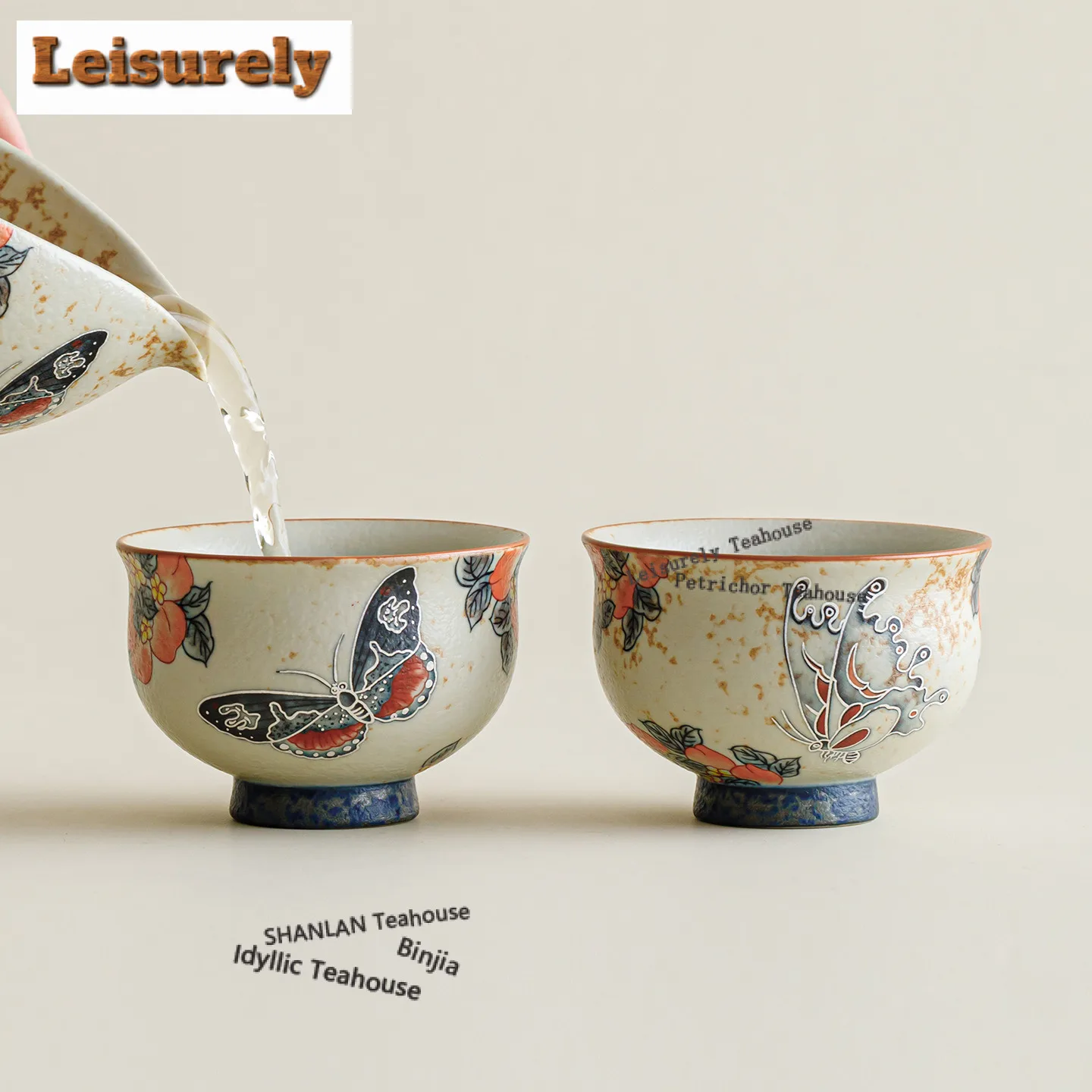 

Caramel Glaze Peach Butterfly Dance Teacup Retro Tea Bowl Tea Pair Tea-tasting Smelling Cup Jianzhan Master Cups Tea Ceremony