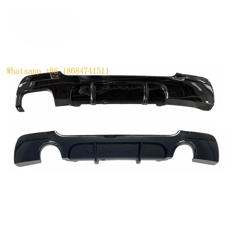 MP Style Gloss Black Carbon Fiber Texture Rear Diffuser Lip Quad Exhaust Body Kit Tuning Parts Compatible with E90 E92 E93 Rear