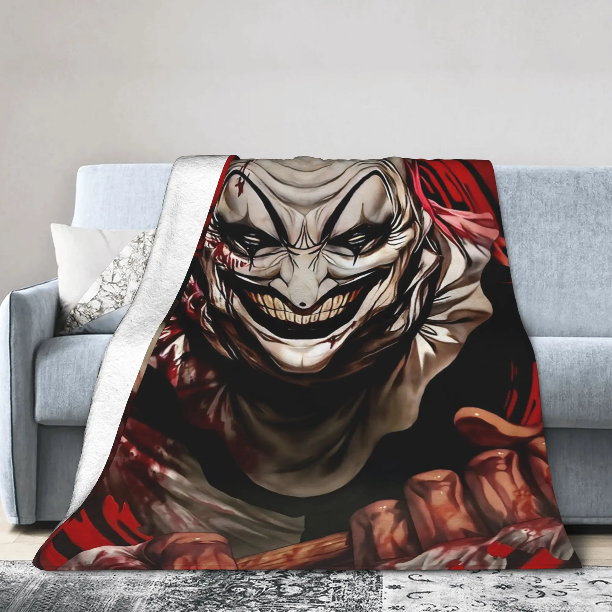 Terrifier Flannel Blankets Horror Movie Funny Throw Blankets for Home 200x150cm Rug Piece