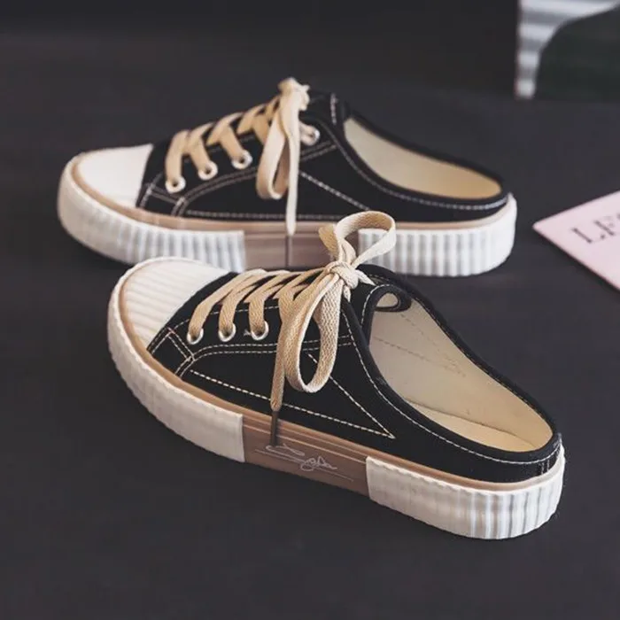 

Женская парусиновая спортивная обувь с низким вырезом, повседневные полутапочки, белые парусиновые туфли в стиле ретро, классическая и модная женская обувь