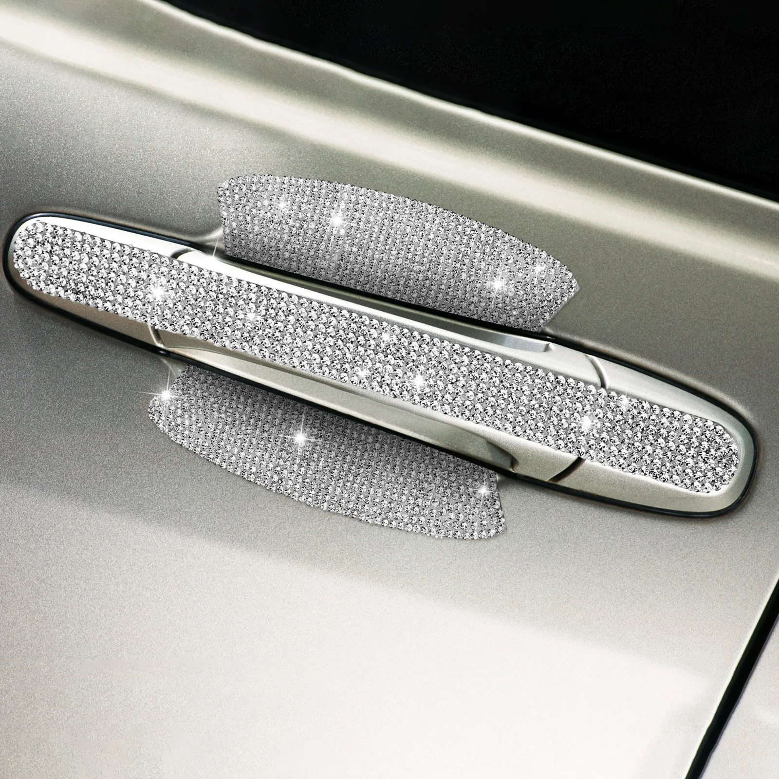 

10Pcs Car Door Handle Protector Cup Cover Rhinestone Sparkly Scratch Guard Bling Car Exterior Accessory Handle
