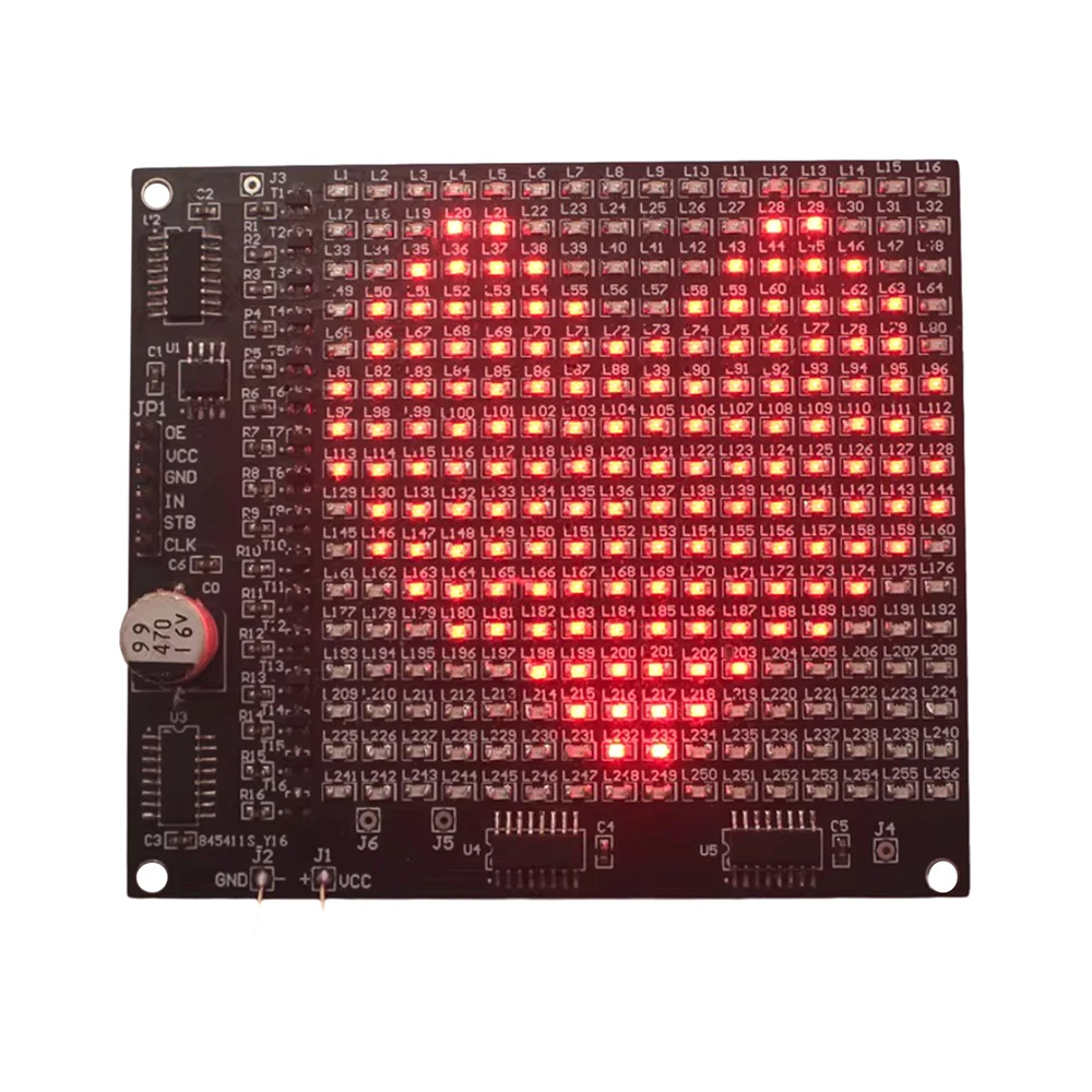 Electronic LED Display Kit 64LED/256LED Red LED Dot Matrix Display Kit - SMD Components Soldering Practice Board DIY Kit
