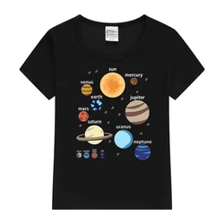 Solar System Planets Earth & Sun Design Kids T-Shirt Kawaii T-Shirt Kids Summer Short Sleeve Tees Cartoon Animal Boys Girls Tops