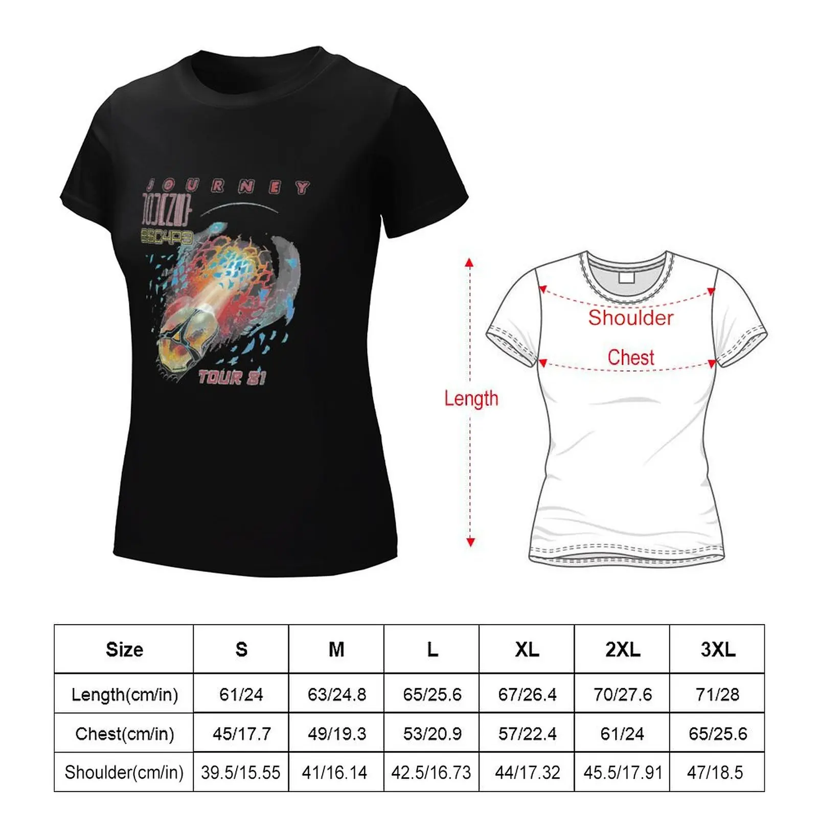 Journey Escape Tour Black Tee T-shirt Aesthetic clothing lady clothes rock and roll t shirts for Women