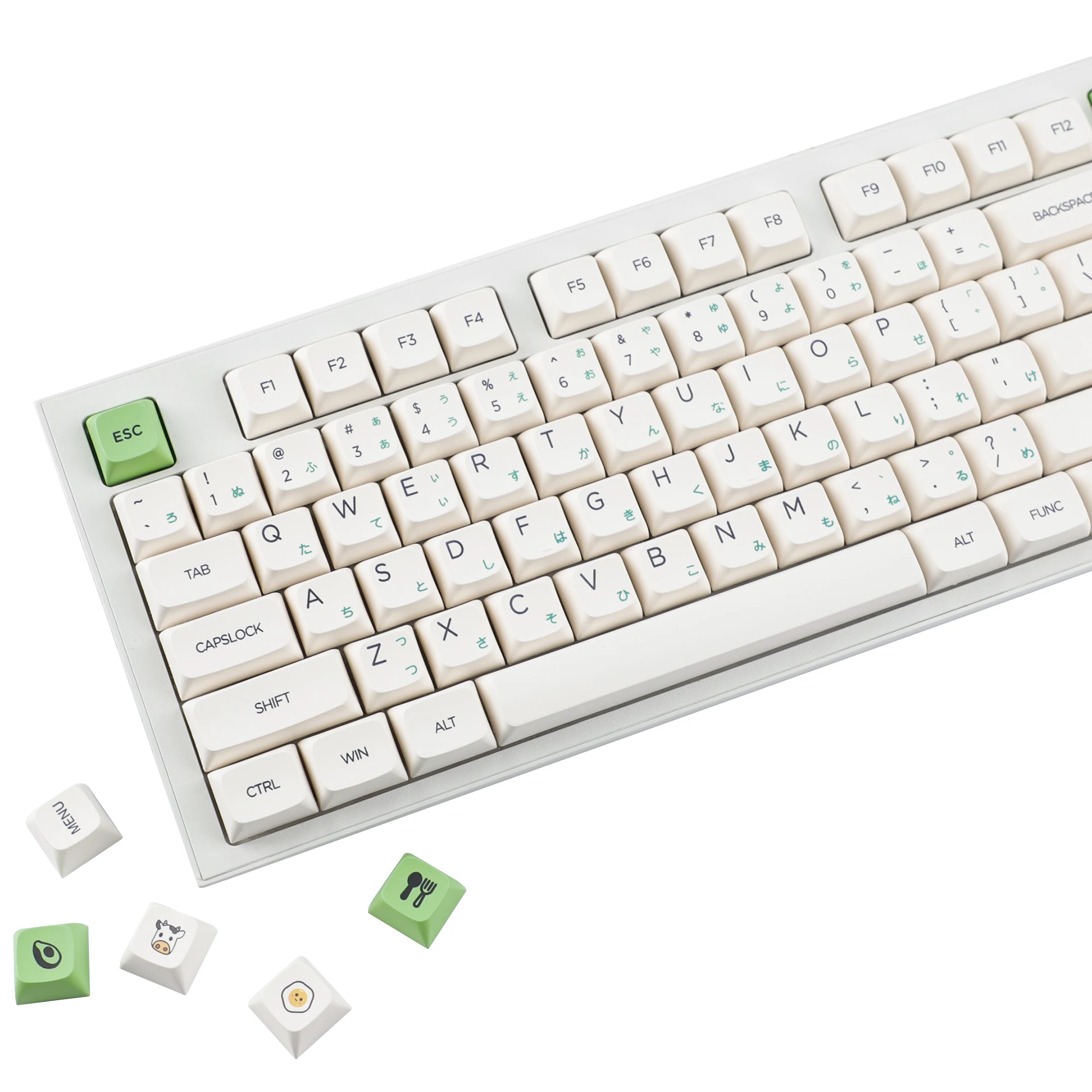 YMDK 140 Keys Avocado Theme Keycaps XDA Profile PBT Dye Sub Top Print Keycap for 61/84/87/104/108 MX Mechanical Keyboards