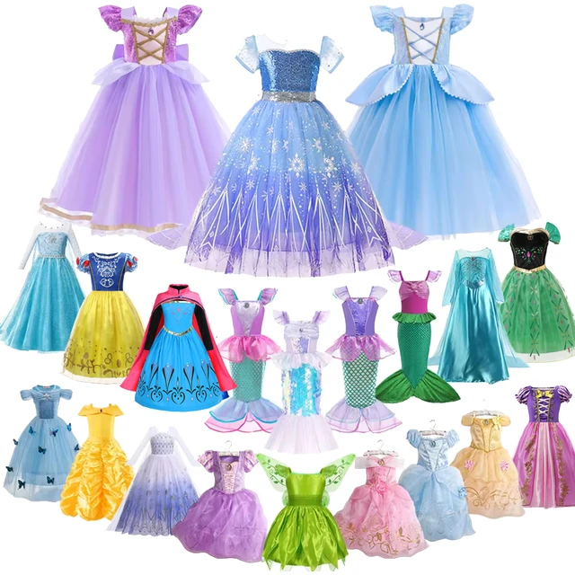 Elsa Anna Kid Princess Girls Dress Rapunzal Kids Cosplay Halloween Vestidos Kostium dziecięcy Sukienka urodzinowa