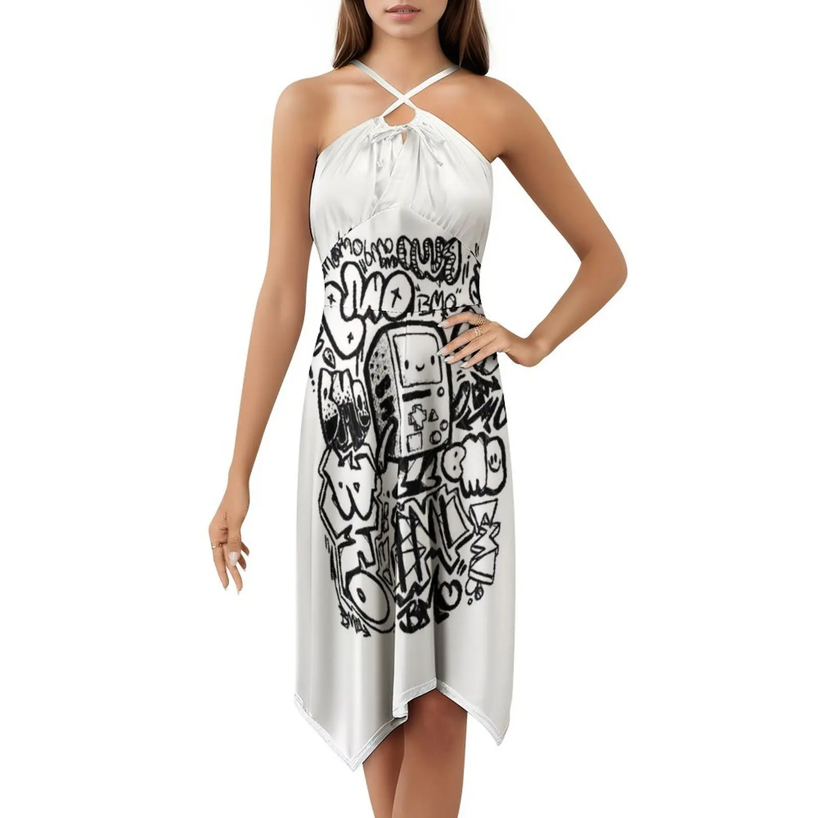 Bmo Graffiti Abito da festa streetwear da donna Stampa alla moda Abbigliamento da club per donna Bmo Fan Art con Finn e Jake Bmore Evening