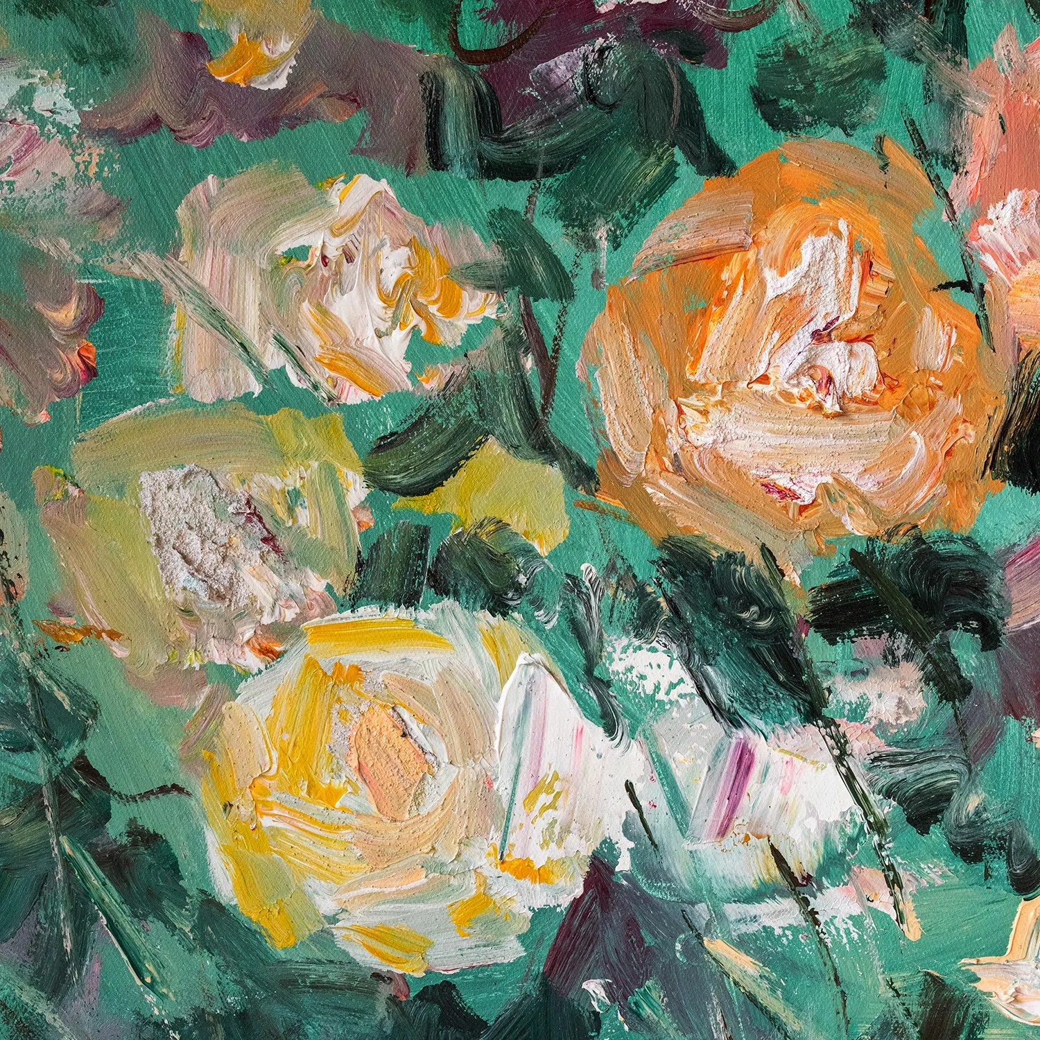 Medieval style hand-painted high-end flower niche oil painting