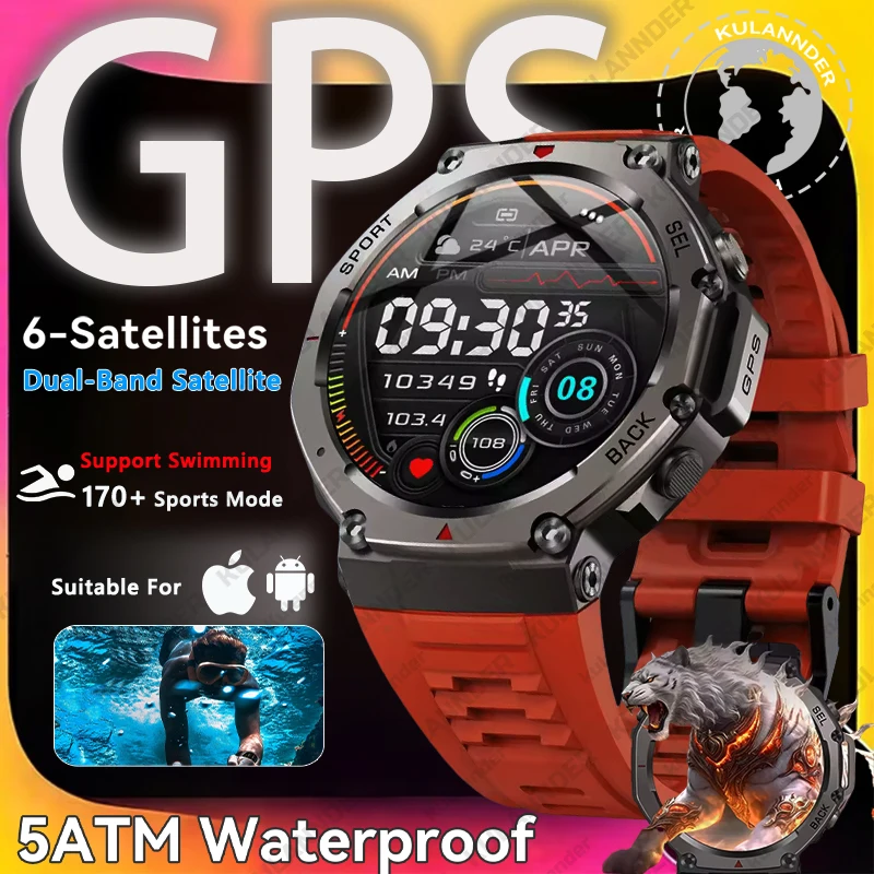 

T-Rex 3 Ultra GPS Смарт-часы 5 АТМ Водонепроницаемые Встроенный двухдиапазонный GNSS Компас Военные Спортивные Смарт-часы Мужчины 2025 Новинка Для Xiaomi