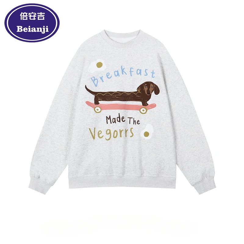 Beianji crewneck hoodie skateboard puppy niche fun couple hiphop fashion brand all-matching loose men's top