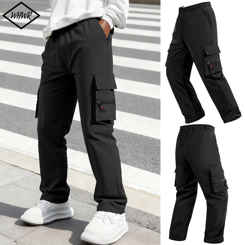 

Men's Cargo Pants Sweatpants Outdoor Straight Long Trousers Casual Spring Autumn Multi-Pocket Durable Workwear Male Trousers