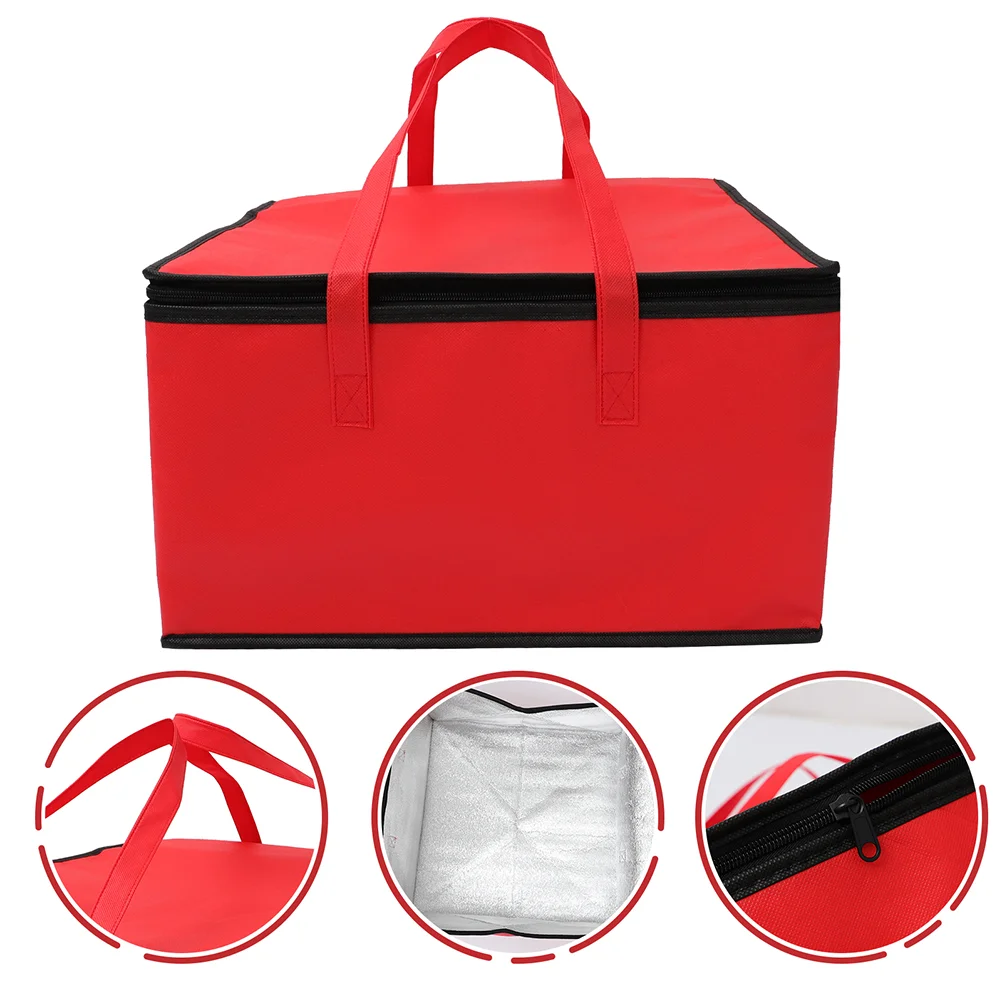 

Tote Bags Insulation Heat Preservation Picnic Lunch Storage Pouch Red Food Cooler Travel