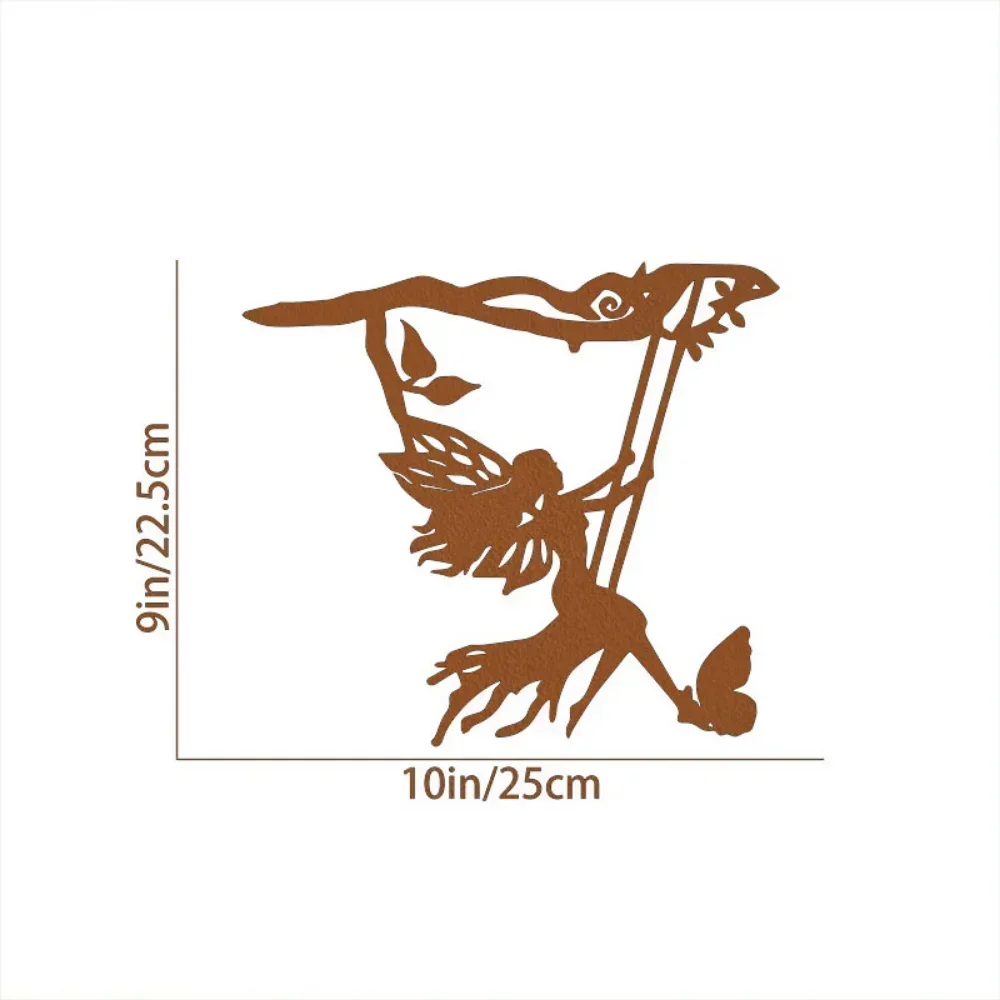 Delightful 1pc Metal Fairy Silhouette – Pleasing Charm for Your Garden. Cheerful Garden Art