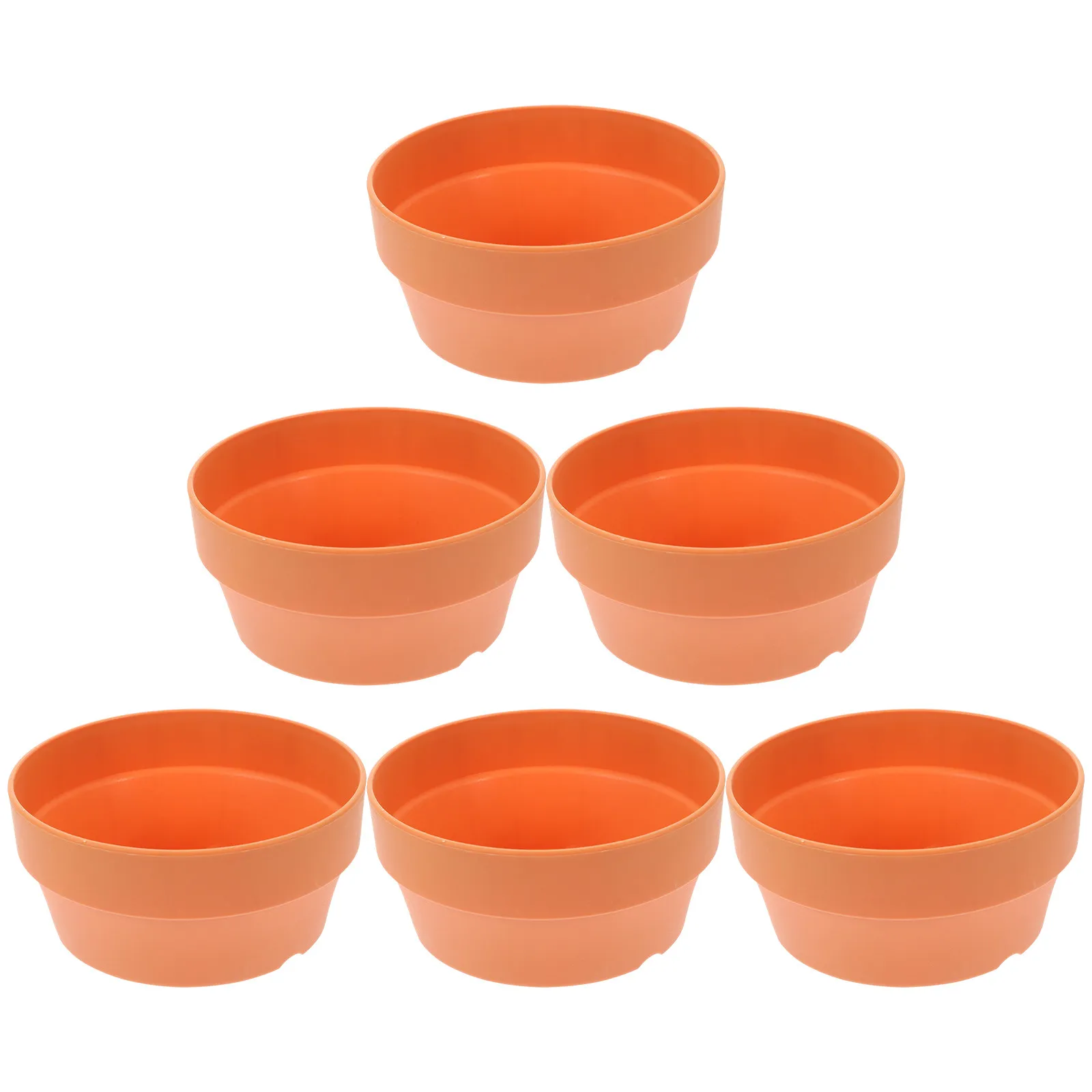 6Pcs Imitation Clay Flower Pot Plastic Round Design Bottom Drain Indoor Outdoor Succulent Planter Decorative Garden Supplies