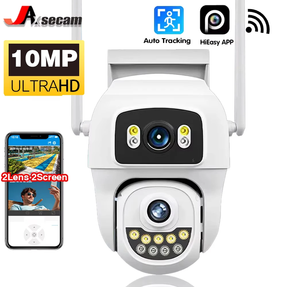 

10MP 4K Wifi Camera PTZ Dual Screen Ai Human Detection Auto Tracking Outdoor Onvif CCTV Security Surveillance Camera HiEasy App