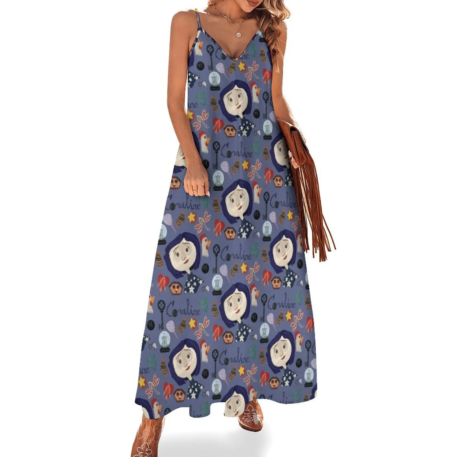 

Feeling Blue At the Pink Palace Apartments Pattern Sleeveless Dress Summer women's clothing Dress women Women's dresses