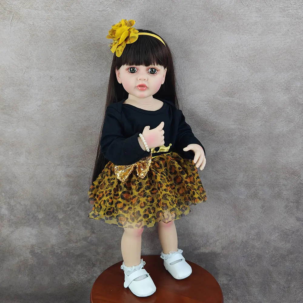 22 Polegada 55cm moda reborn bebê menina boneca lavável companheiro simulação bonecas vestir brinquedo da criança aniversário presente de natal