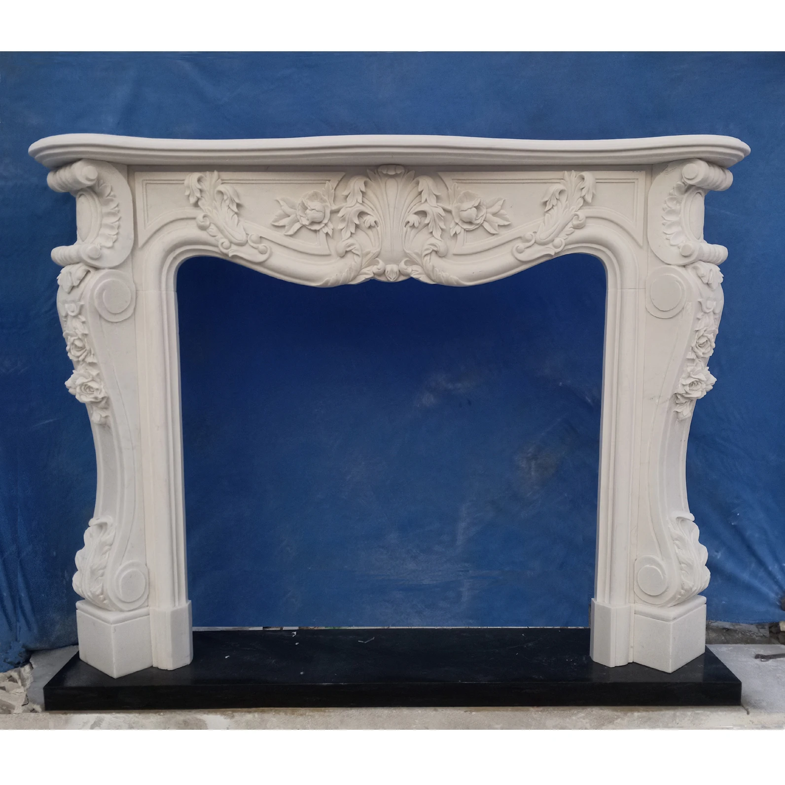 Carved Natural Stone Fireplace Mantel Surround Custom Made Classic French Style Stove Marble Living Room Furniture Chimney