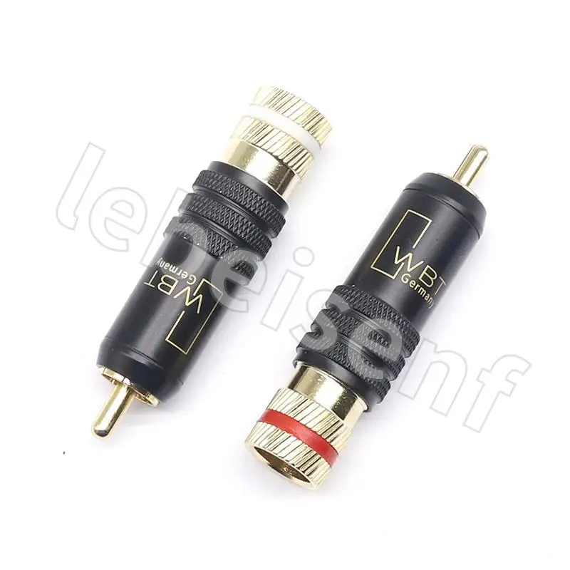 2pcs/1pairs WBT-0144 Hanging Thick Gold Black RCA Plug Black Lotus Plug/RCA Plug Assembly Type AV Audio and Video Plug