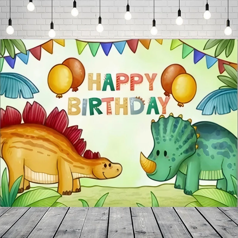 

Фон для фотосъемки с героями мультфильмов, акварель, динозавр для мальчиков, день рождения, вечеринка в джунглях, детский душ, вечерние фон, настенный баннер