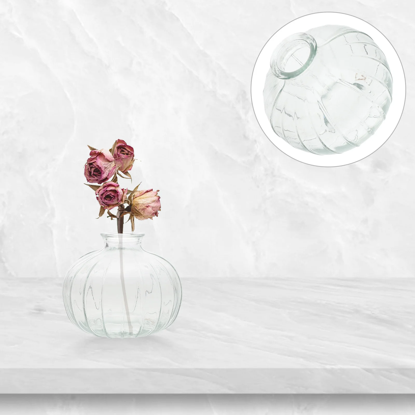 

Retro Glass Pumpkin Vase Clear Vintage Container Small Glass Flower Pot Dining Table Wedding Home Decor