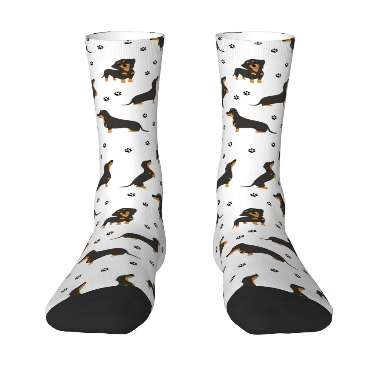 Dachshund Dog Pattern With Dog Paws Socks Harajuku Super Soft Stockings All Season Long Socks Accessories for Unisex Gifts