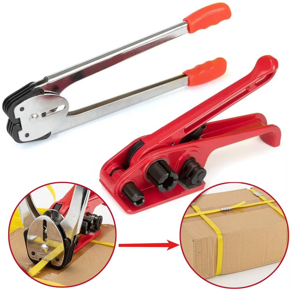 

Packing Strapping Tensioner & Cutter Manual Banding Tools Windlass for Polyester Polyproplyn Strap, Red, Blue, Green
